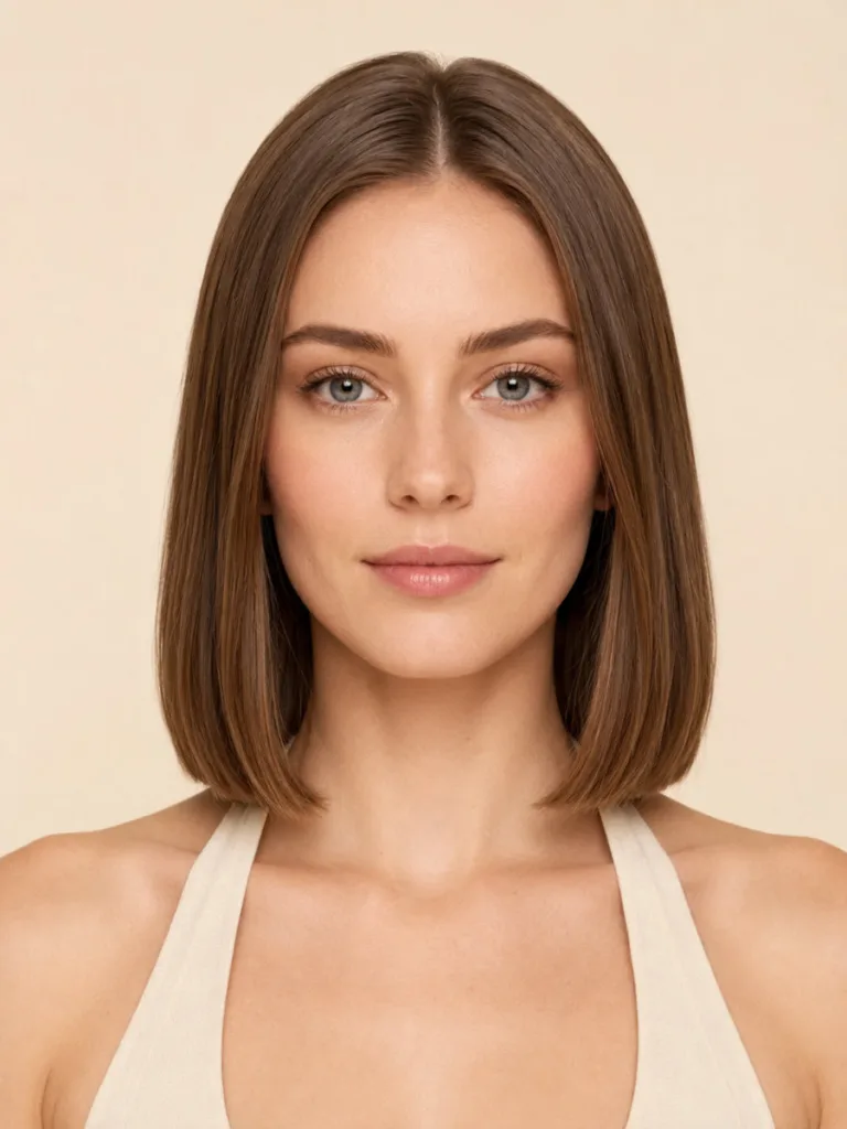 mushroom brown lob collarbone length face shape guide instructional