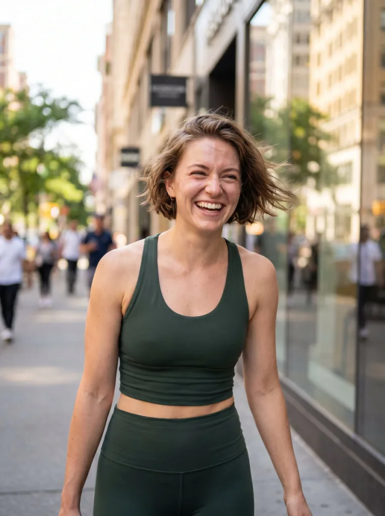 Woman with a micro bob, a very short chin length hairstyle