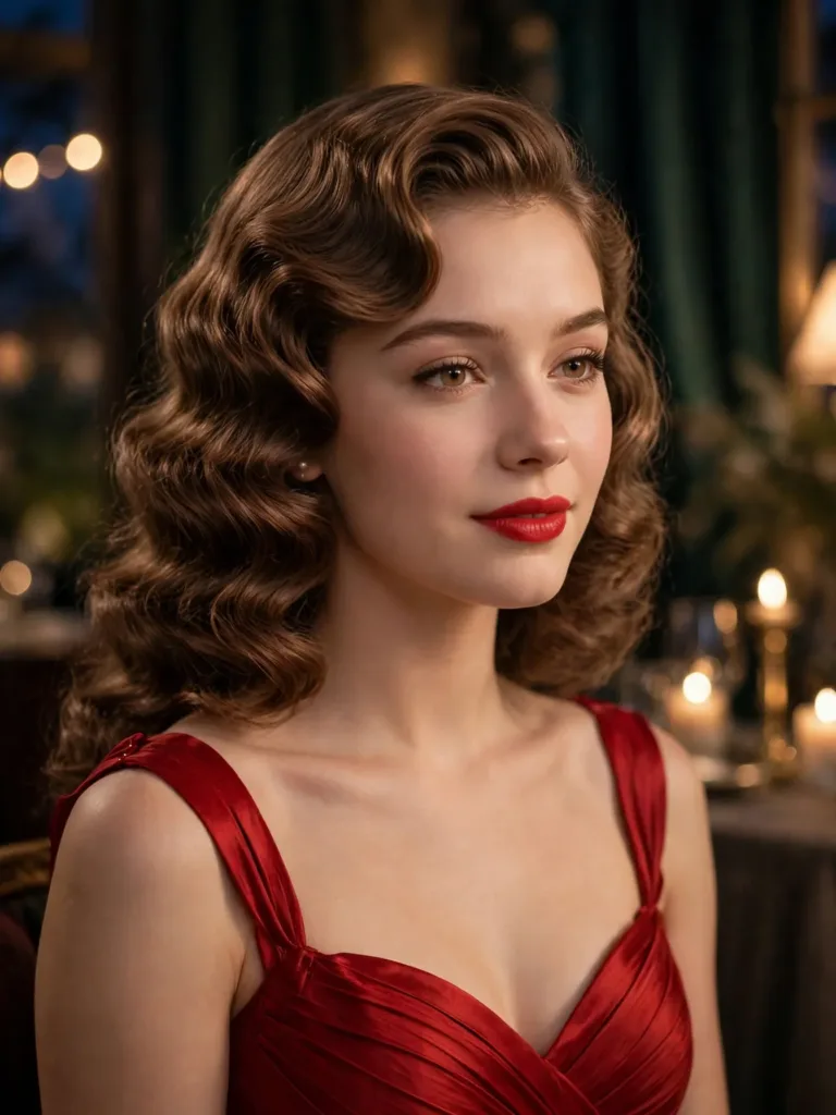 Vintage Hollywood crimped waves swept to one side