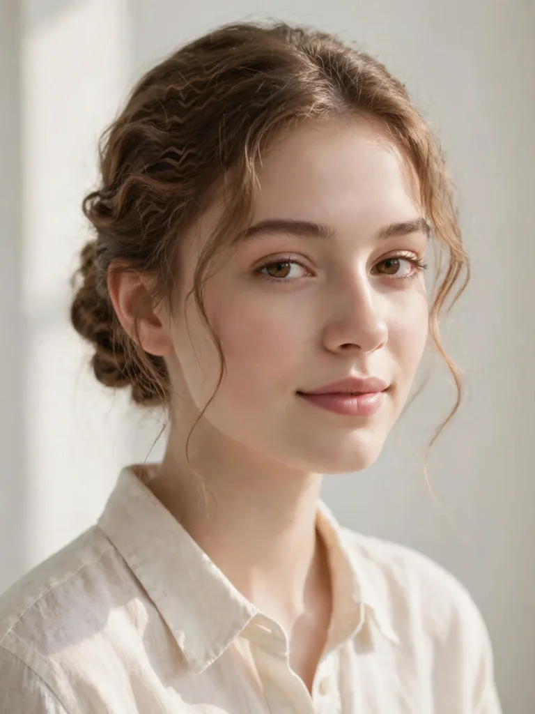 Soft crimped low bun with loose pieces