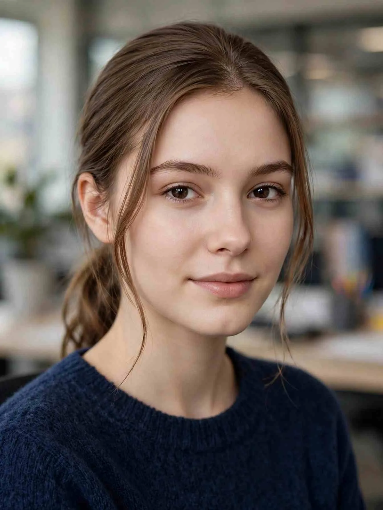 Low loose ponytail at the nape
