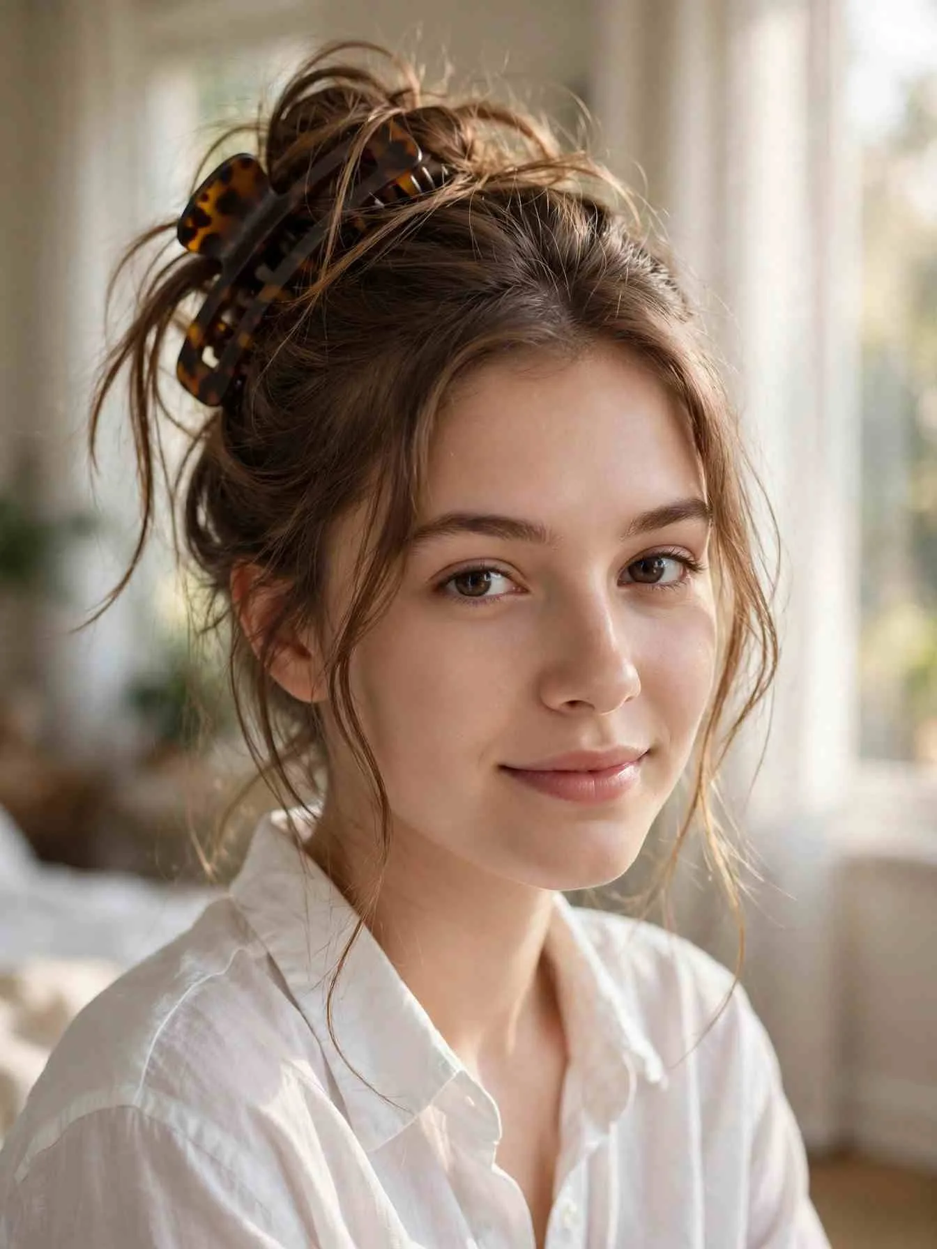 Claw clip twist-up hairstyle