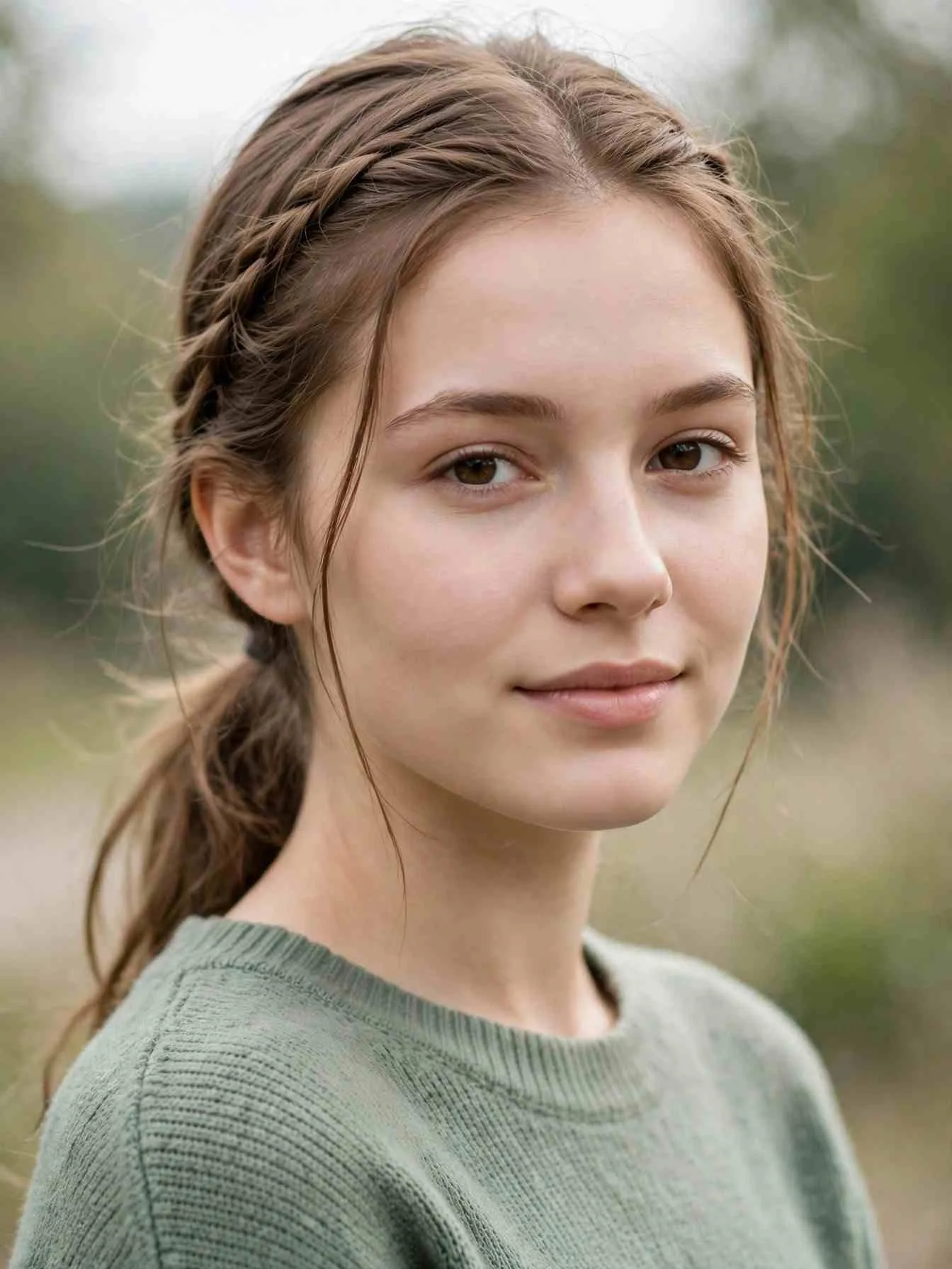 Soft temple-to-nape plaits melting into a ponytail