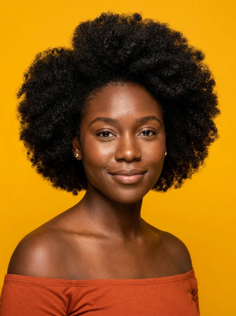 Coily cherub cut shaping Type 4 hair into a soft rounded cloud