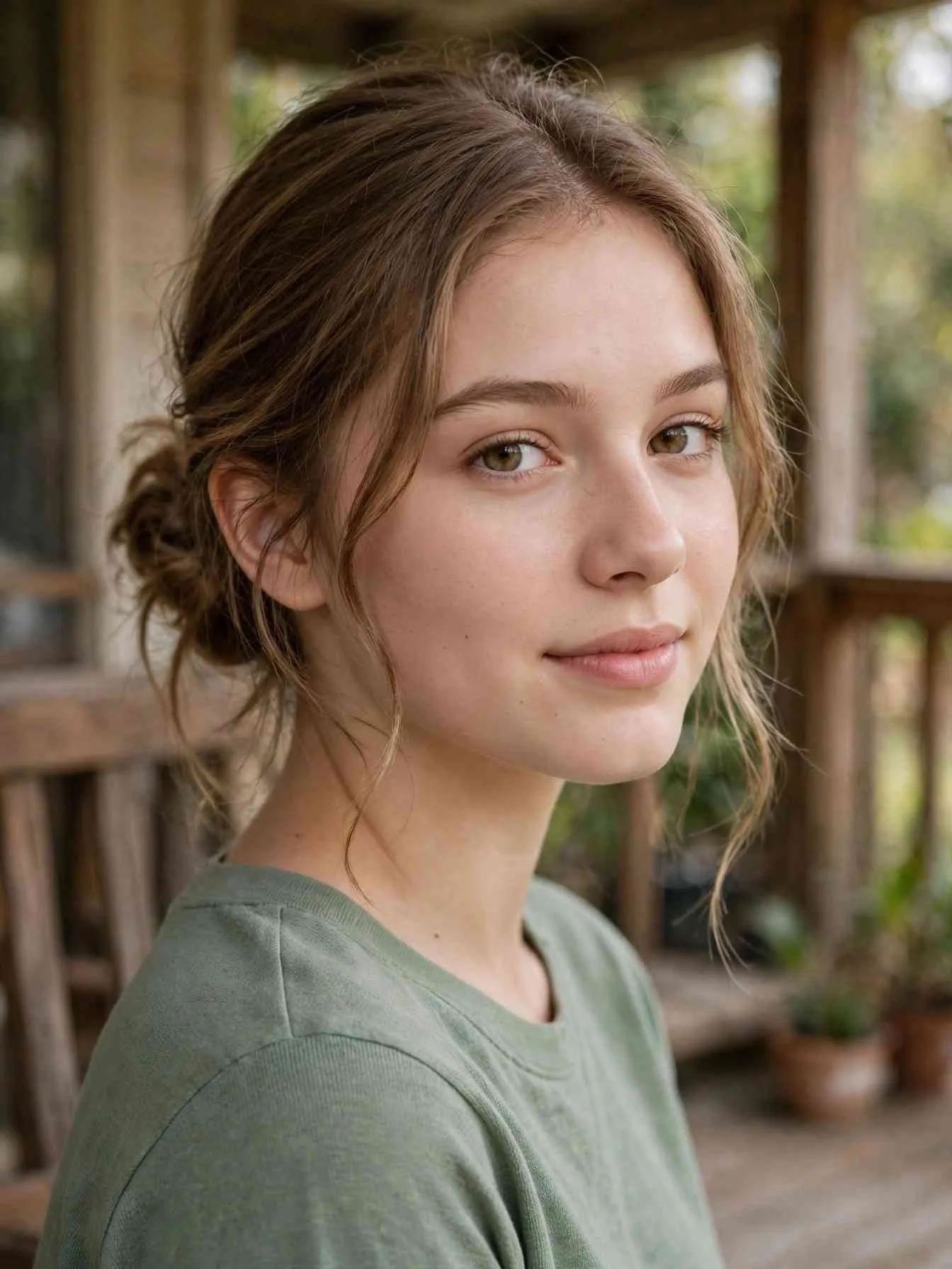 Low messy bun with soft face-framing strands