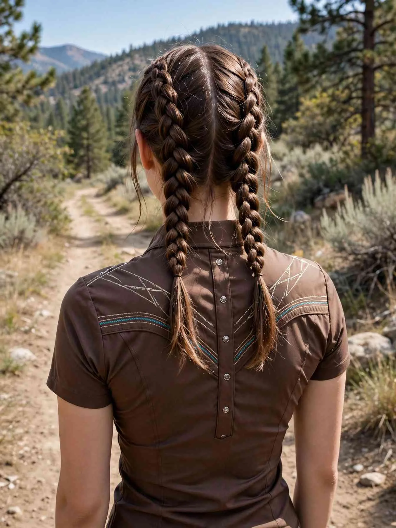 Two French braids worn for active western days