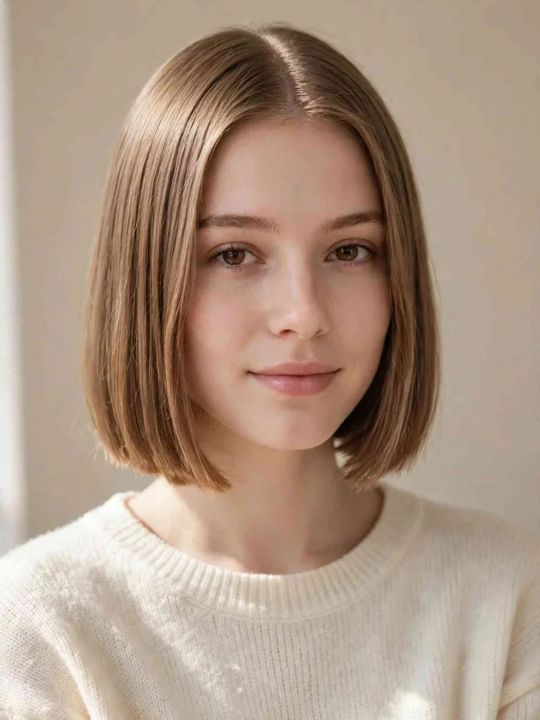 Boyfriend bob on fine hair with a blunt edge