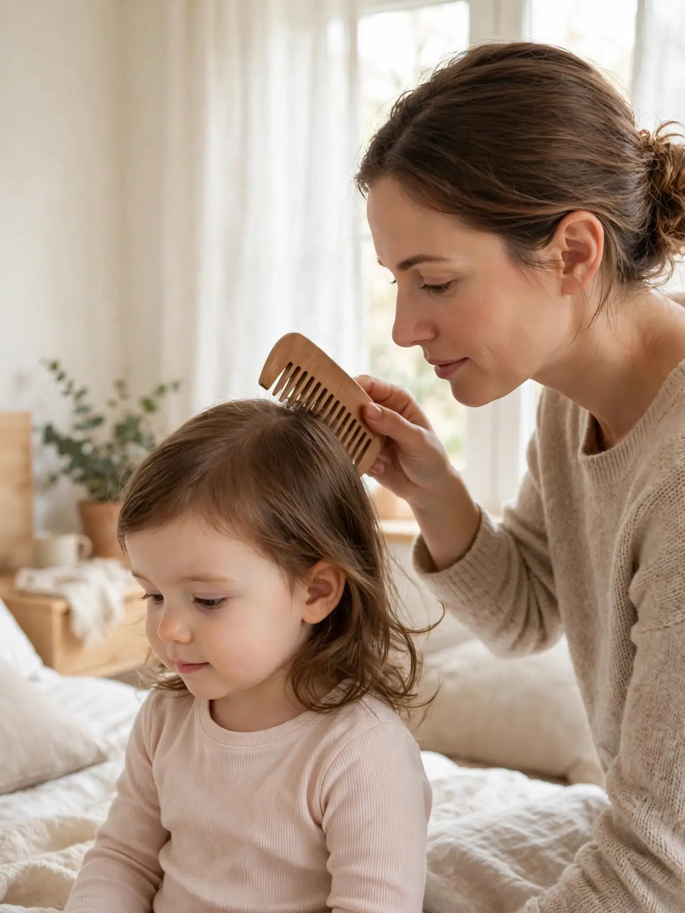 22 Cute Toddler Girl Hairstyles That Are Easy at Home 2 Toddler girl with soft brushed hair getting a gentle morning style