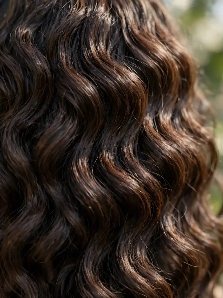 25 Best Haircuts for Thick Wavy Hair That Remove Bulk 2 Close-up of thick wavy hair texture showing dense defined waves