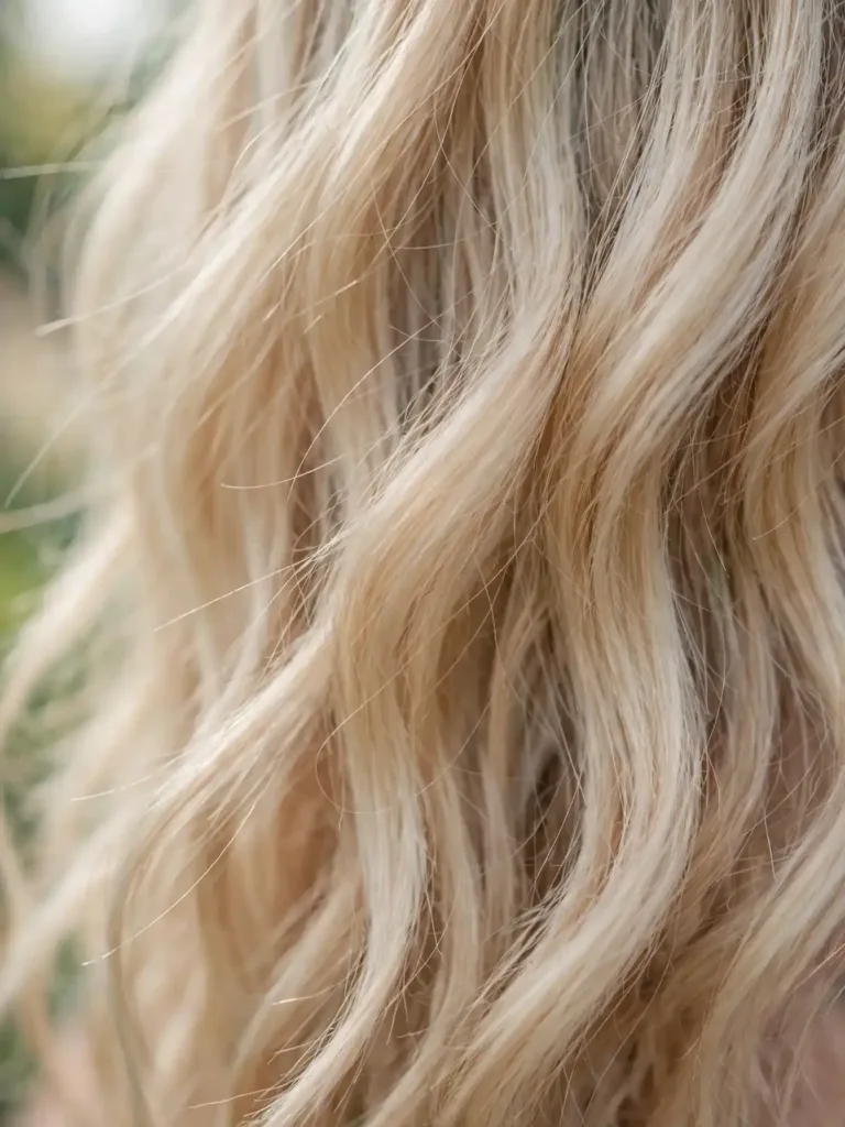 Close-up detail of soft brushed angel waves showing airy texture