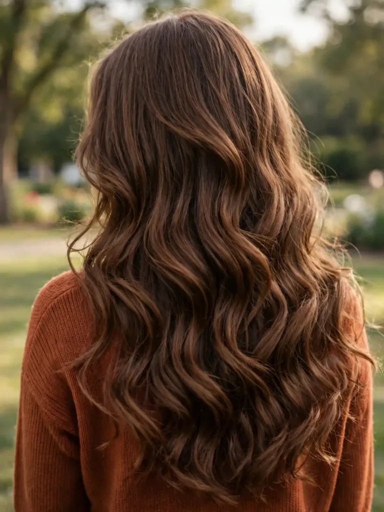 25 Best Haircuts for Thick Wavy Hair That Remove Bulk 16 Back view of long layered thick wavy hair showing layer movement