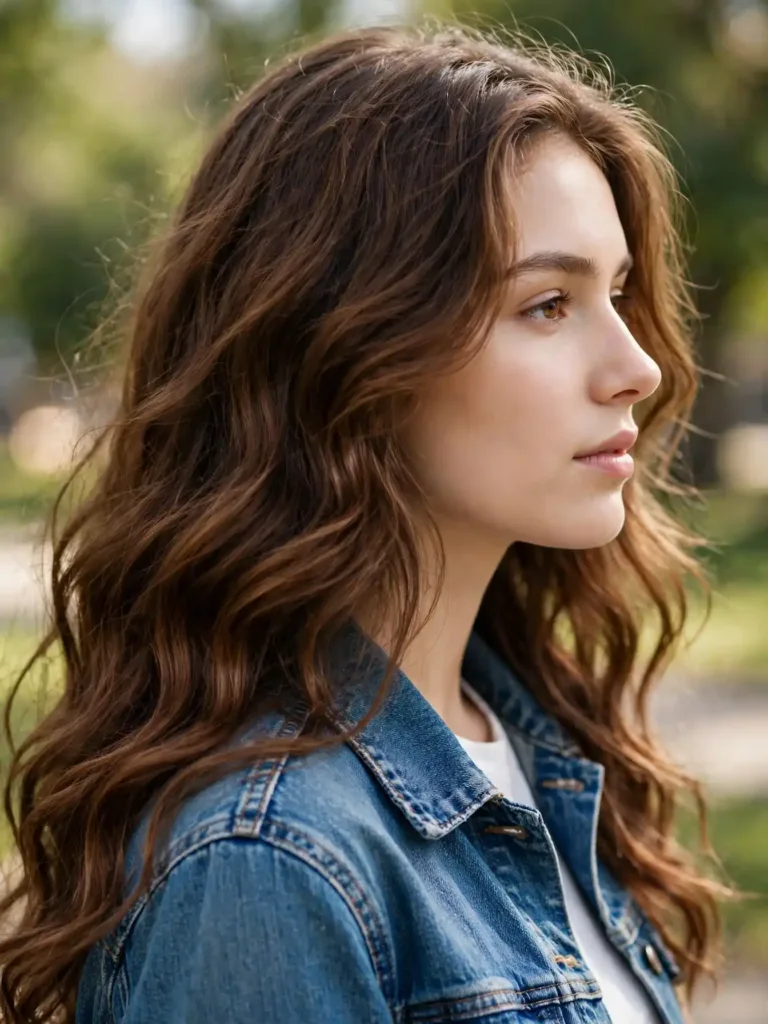 25 Best Haircuts for Thick Wavy Hair That Remove Bulk 3 Classic long layers haircut on thick wavy hair, side view