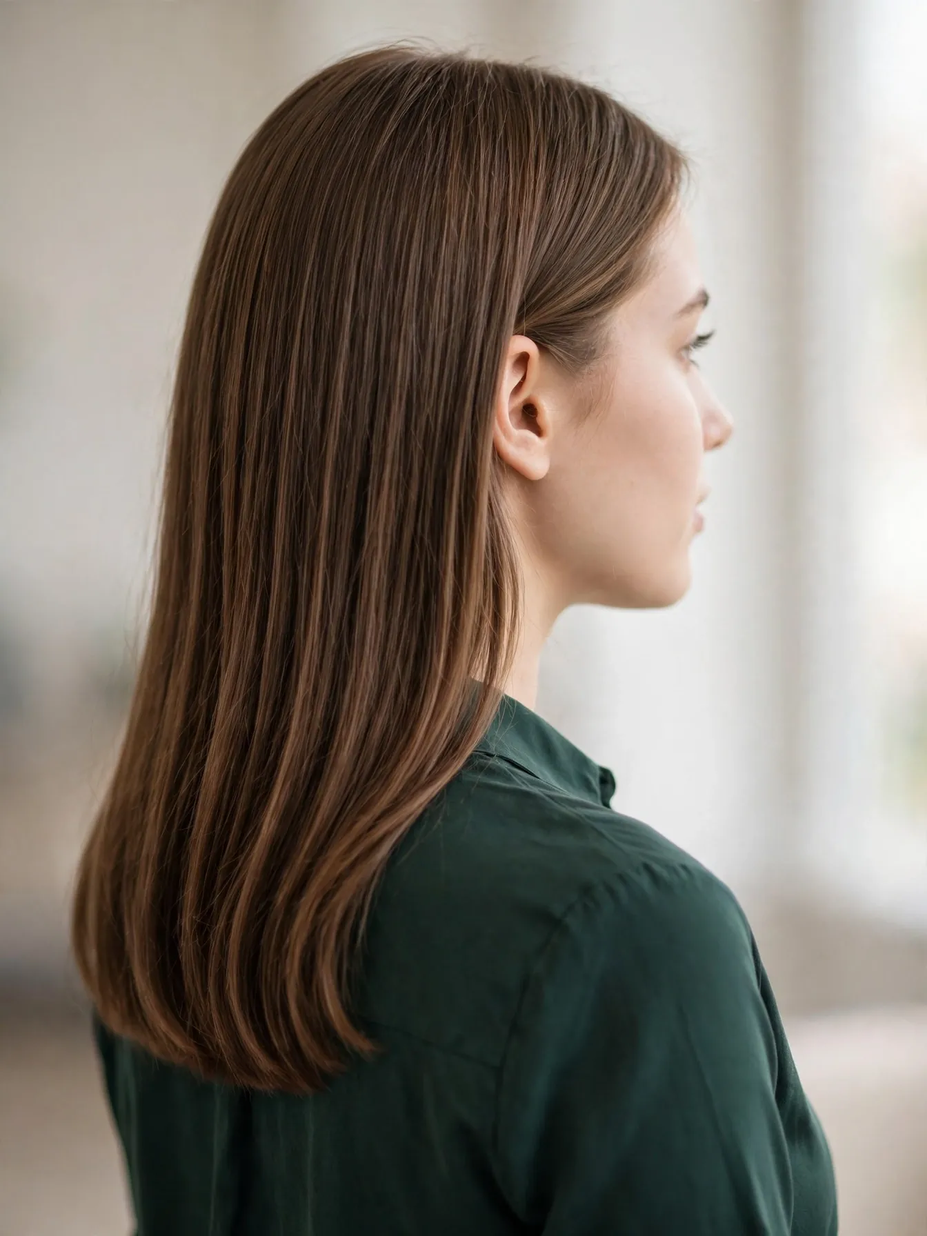Classic All-Over Milk Chocolate Brown Hair Classic all-over milk chocolate brown hair color, glossy and even