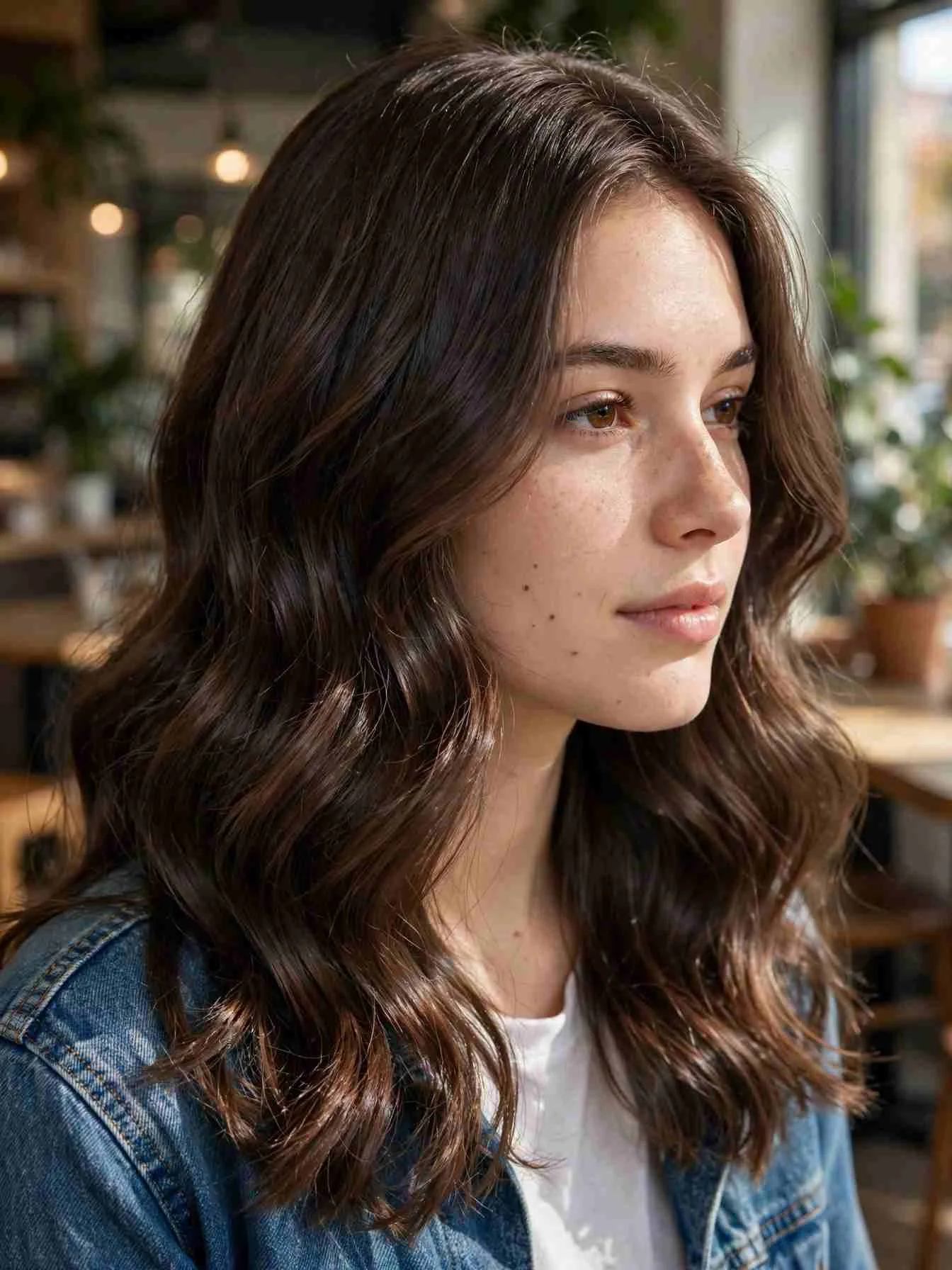 Cool mocha brunette with glossy chocolate dimension