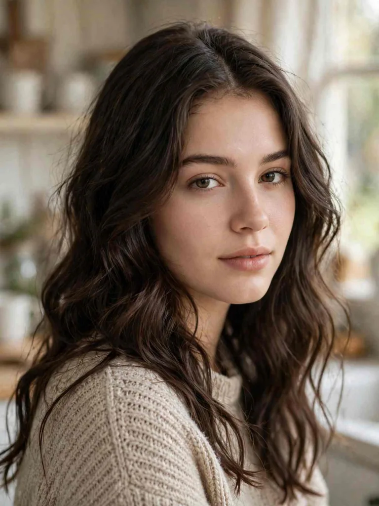 Soft brushed-out heatless curls with natural texture