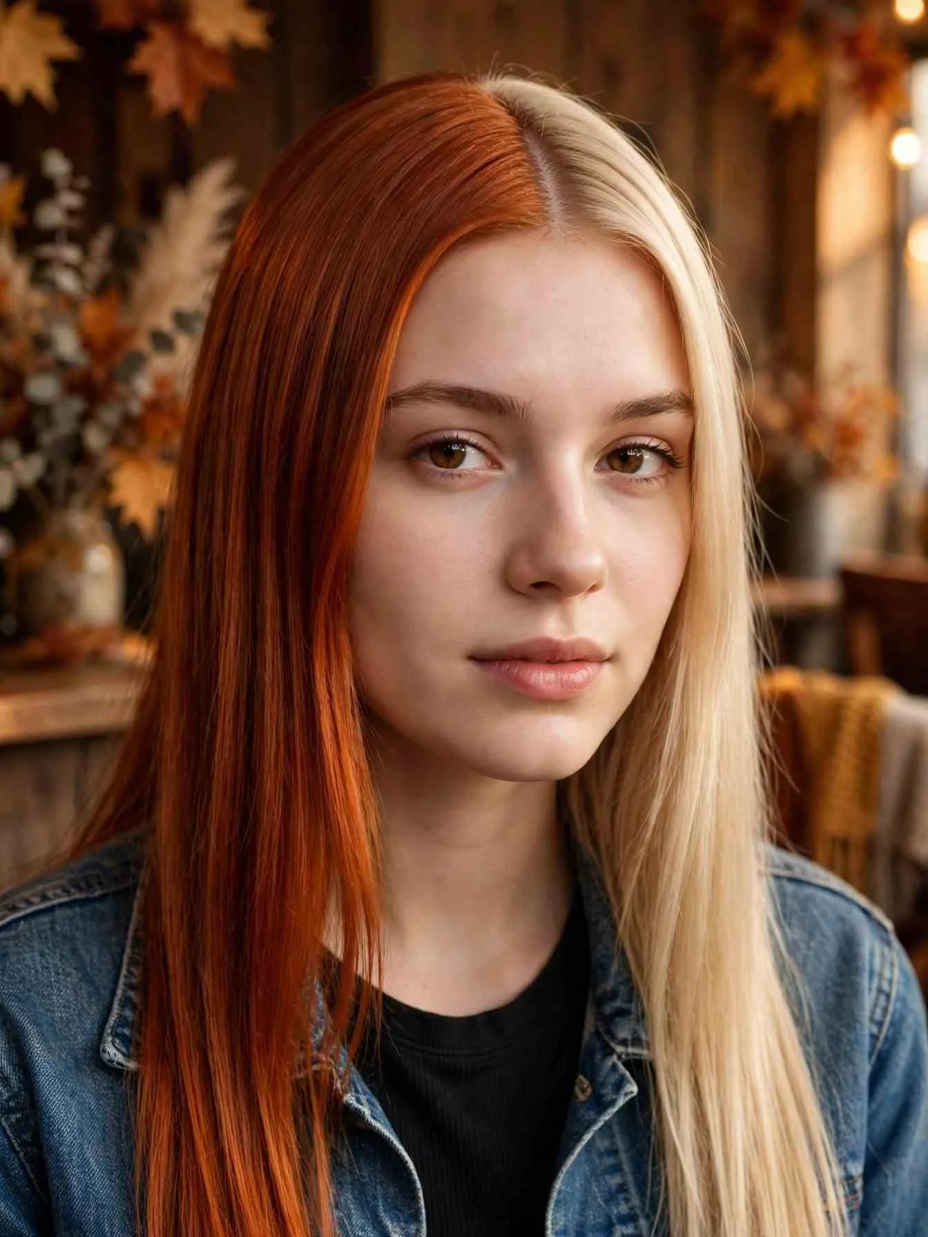 Copper and cream blonde split dye
