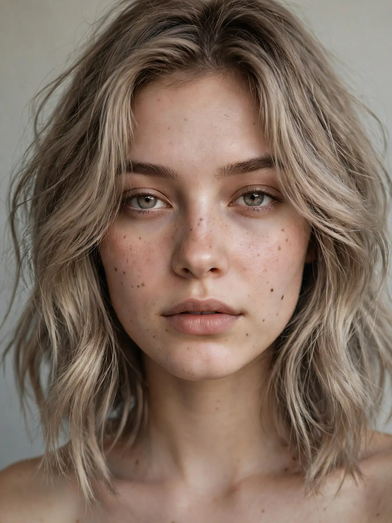 Mushroom ashy bronde melt with cool gray beige tone