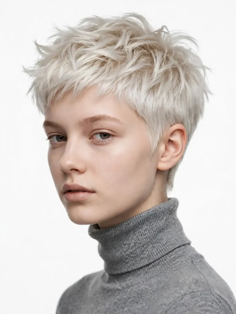 Platinum pixie with shadow root and textured top
