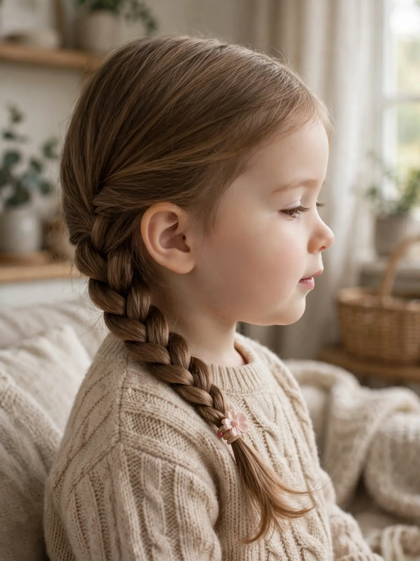 22 Cute Toddler Girl Hairstyles That Are Easy at Home 9 Toddler girl with a simple three-strand braid resting over one shoulder
