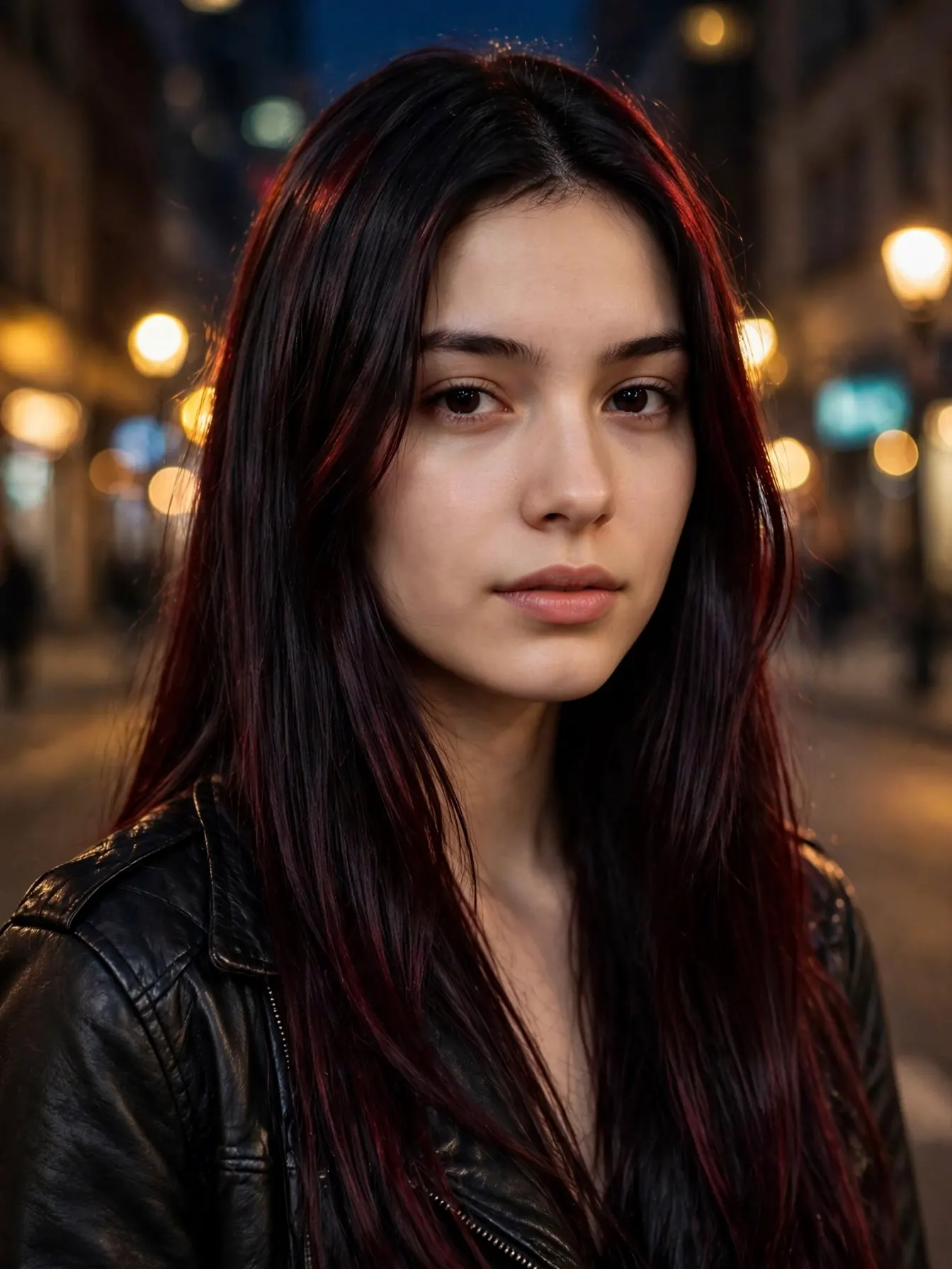 Black cherry dimension, near-black hair with deep red tones