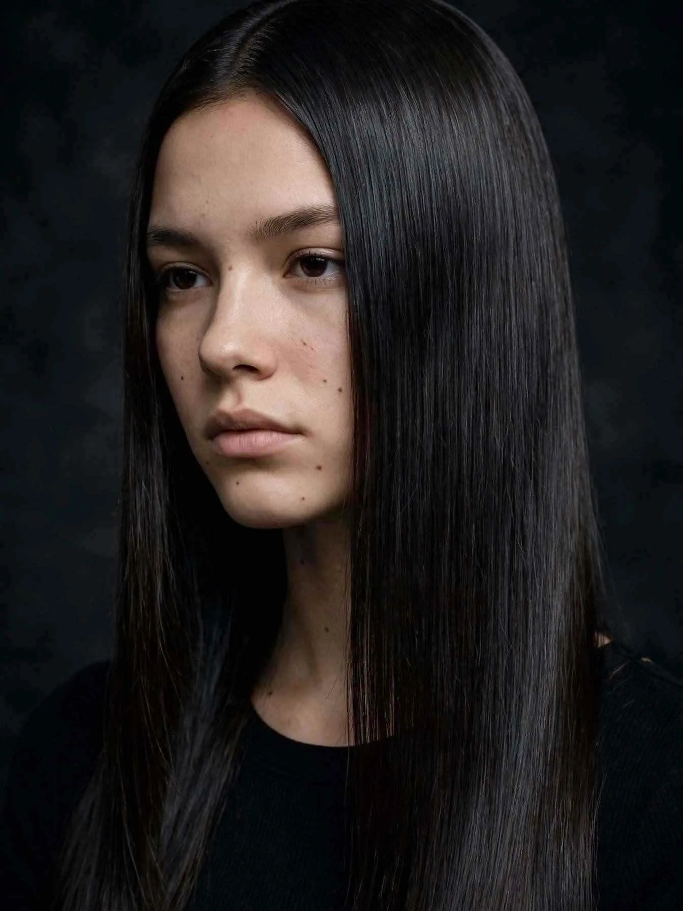 Iced espresso hair with cool dark shine