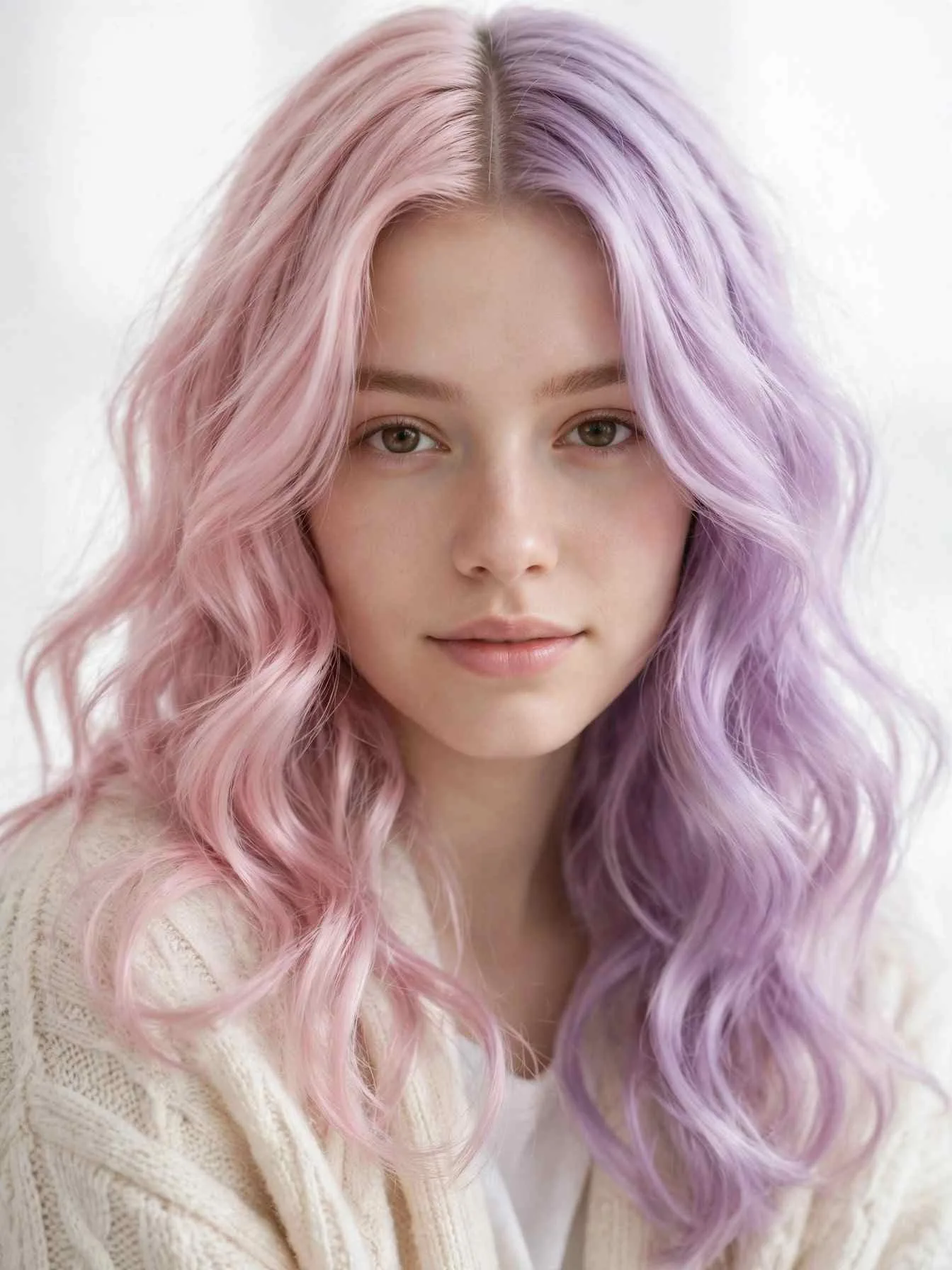 Pastel pink and lavender split dye