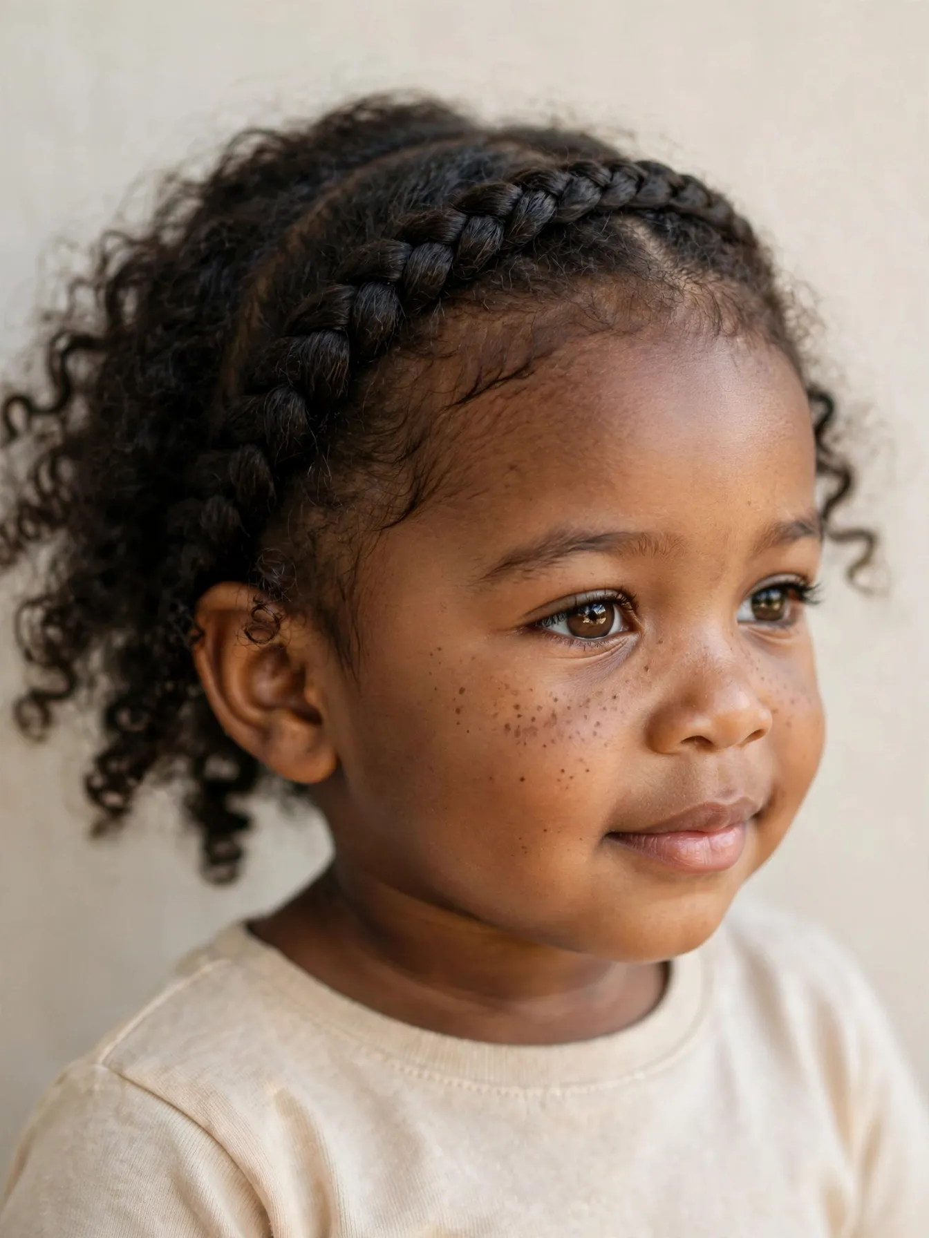 toddler with a single cornrow headband across the front