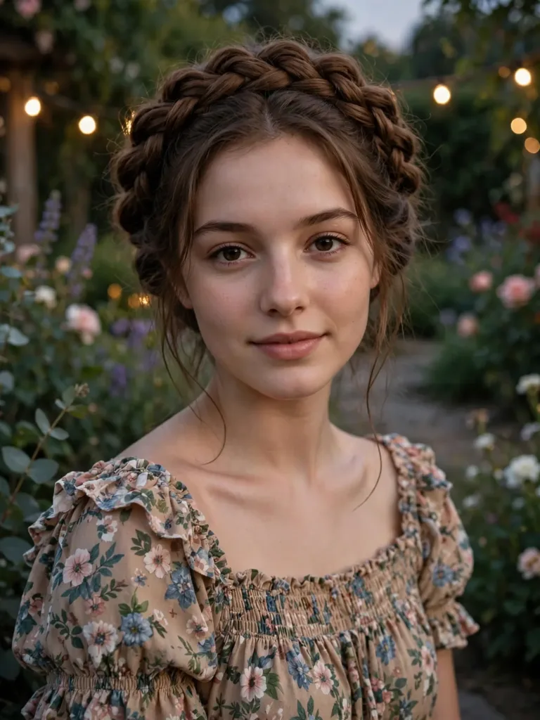 Dutch braid crown wrapped around the head like a halo