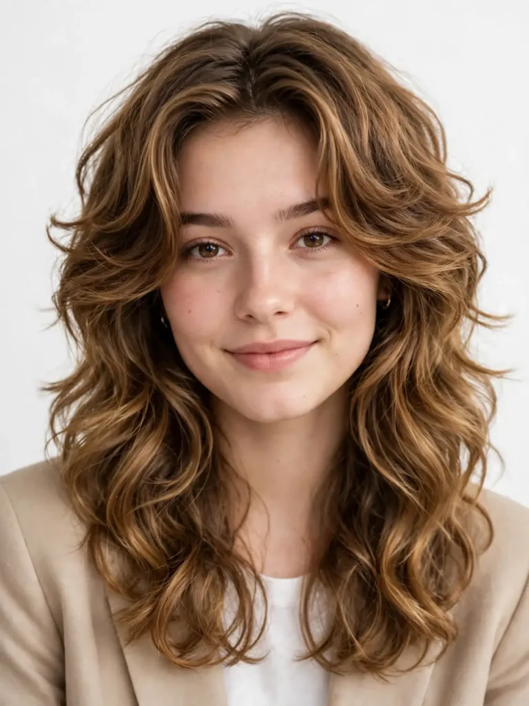 25 Best Haircuts for Thick Wavy Hair That Remove Bulk 11 Butterfly haircut on thick wavy hair with bouncy top layers