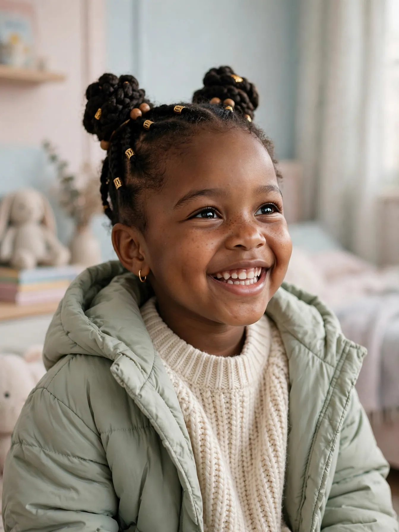22 Winter Natural Hairstyles For Kids They'll Love 11 two braided space buns for kids