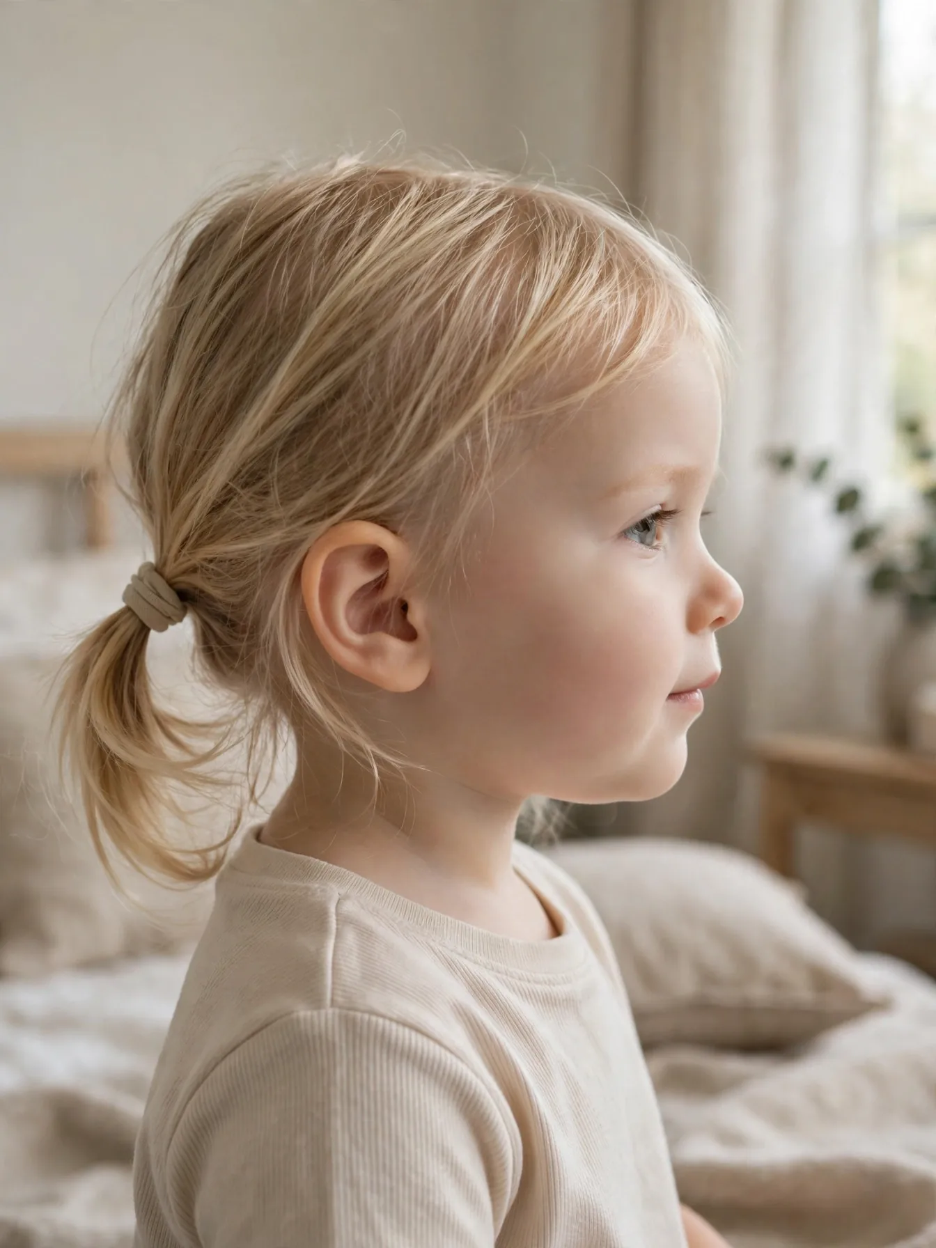 22 Cute Toddler Girl Hairstyles That Are Easy at Home 11 Toddler girl with a low loose ponytail at the nape of her neck