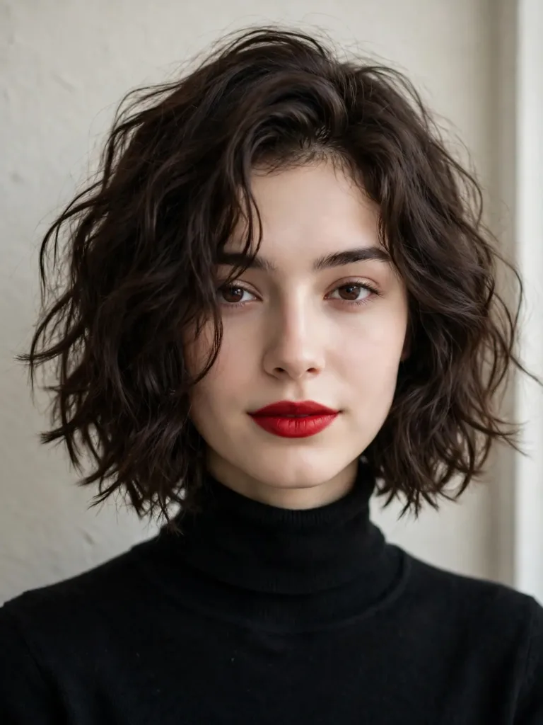 25 Best Haircuts for Thick Wavy Hair That Remove Bulk 12 Choppy wavy bob haircut on thick hair, chin length