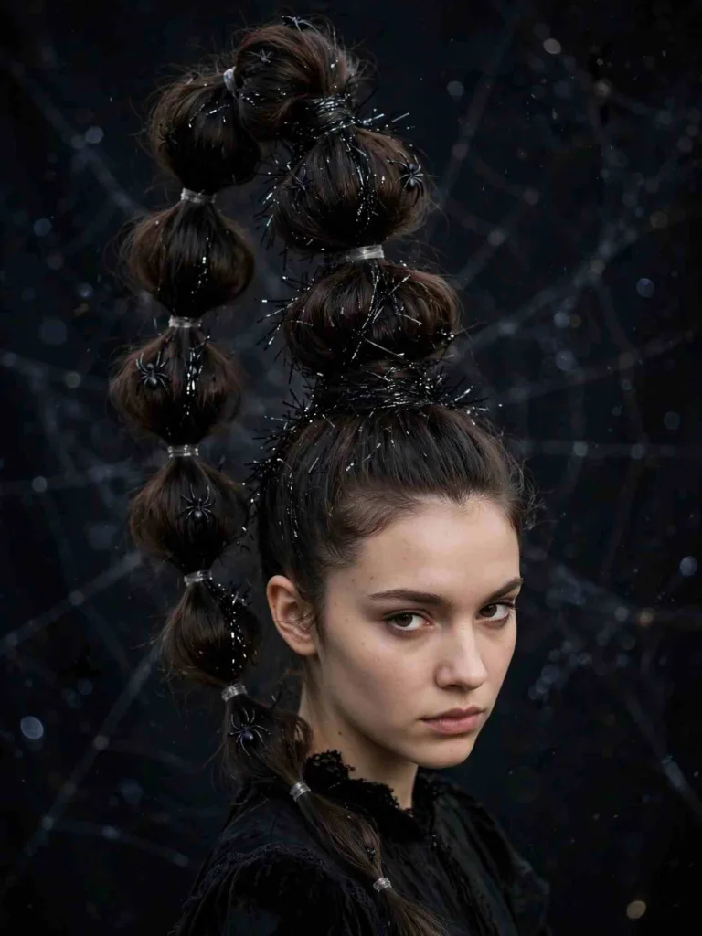Spider queen bubble ponytail with spider clips