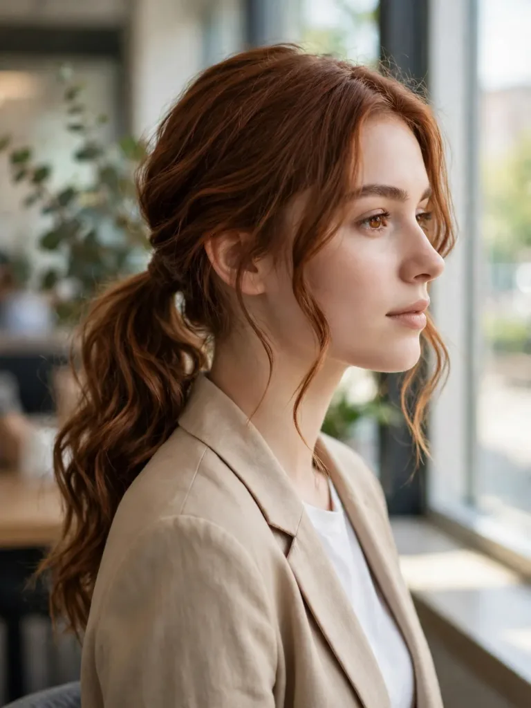 Low ponytail with textured beachy waves