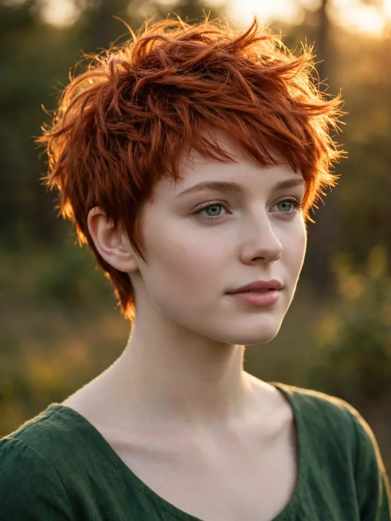 Rich copper pixie with tousled piecey layers