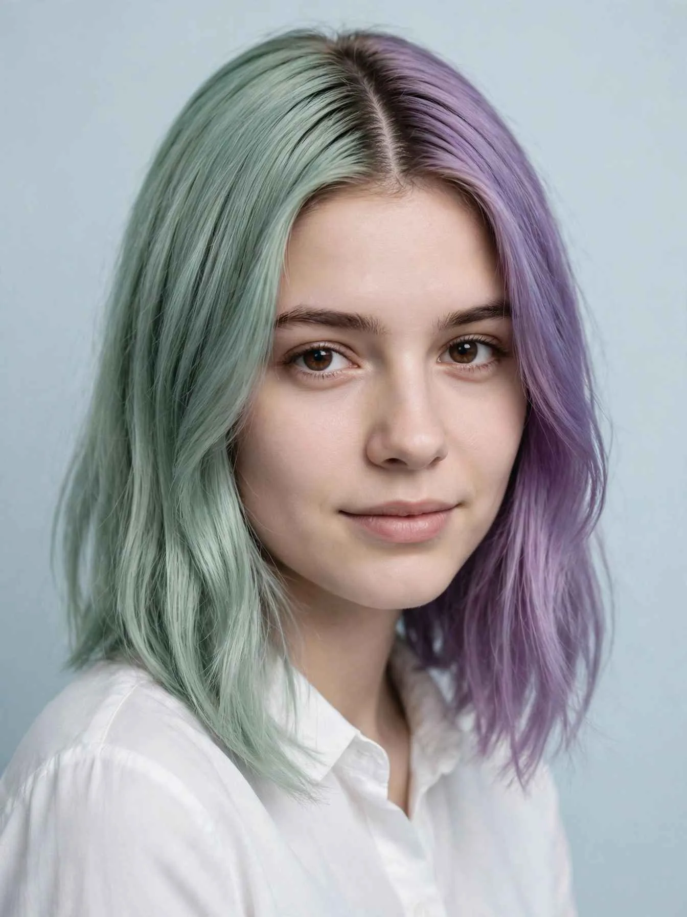 Mint green and lilac pastel split dye