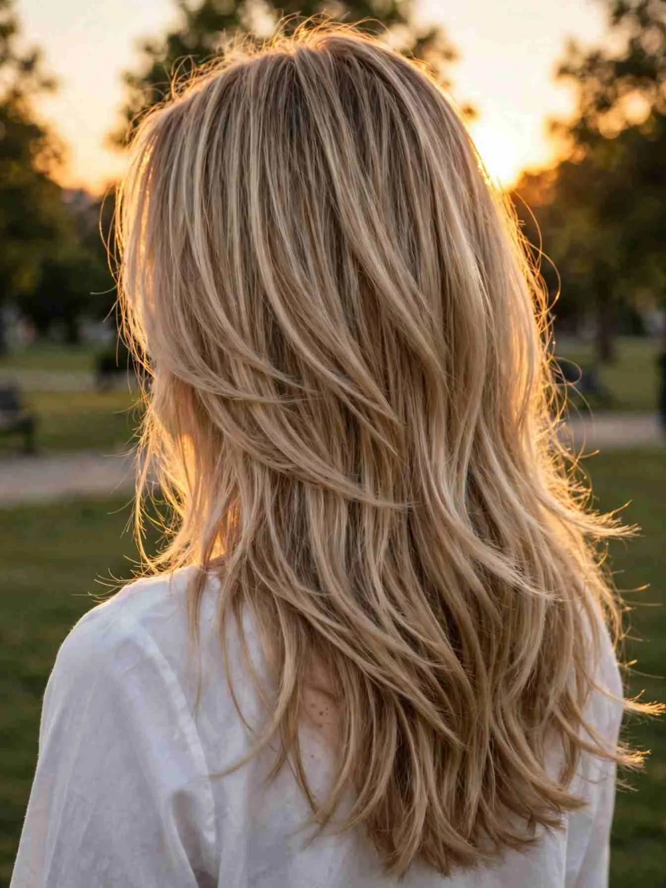 Beige blonde with soft golden hour glow