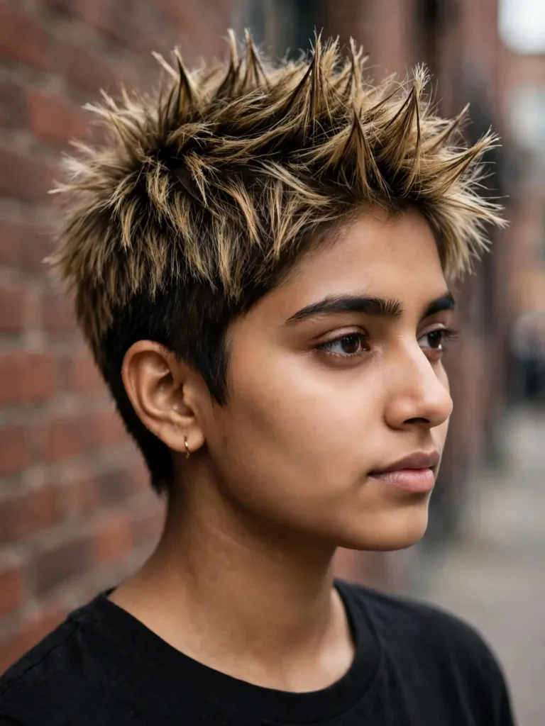 Spiky pixie with defined matte texture on top
