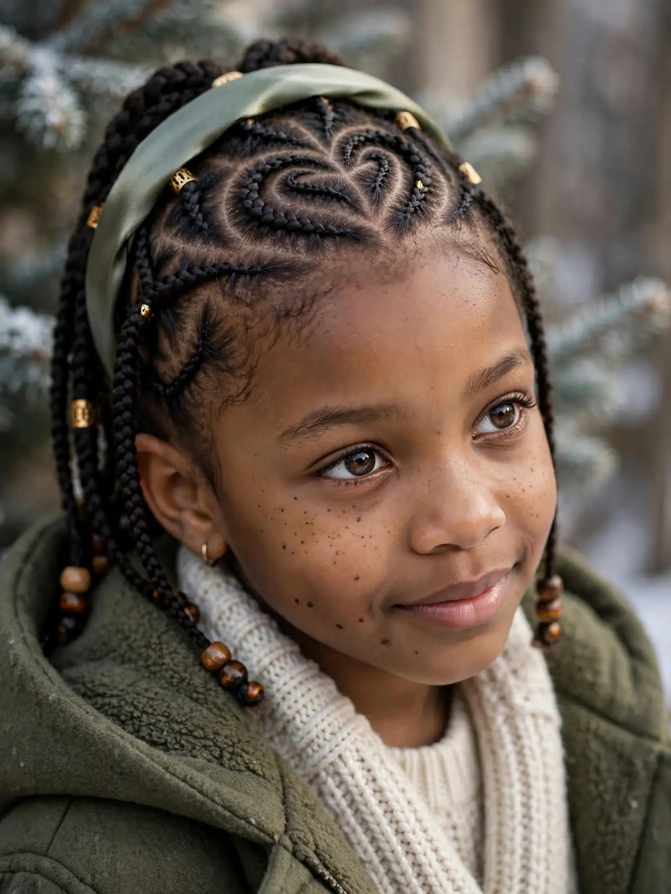 22 Winter Natural Hairstyles For Kids They'll Love 16 cornrows with a heart-shaped parting for kids
