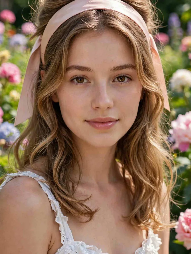Soft loose waves worn under a wide blush ribbon headband