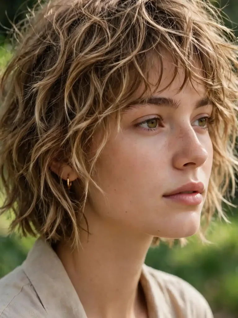 Messy textured feathered bob