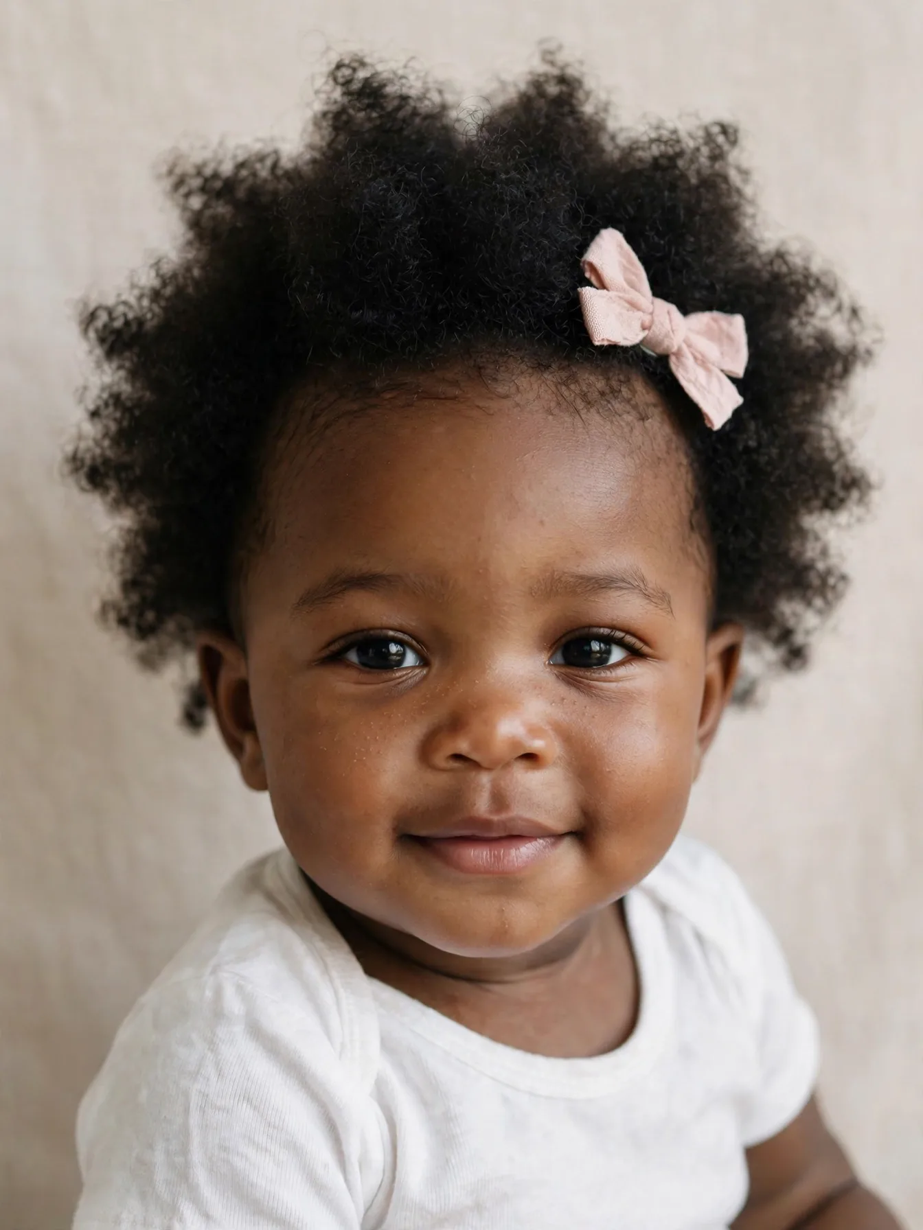 baby girl with a shaped natural afro puff cloud