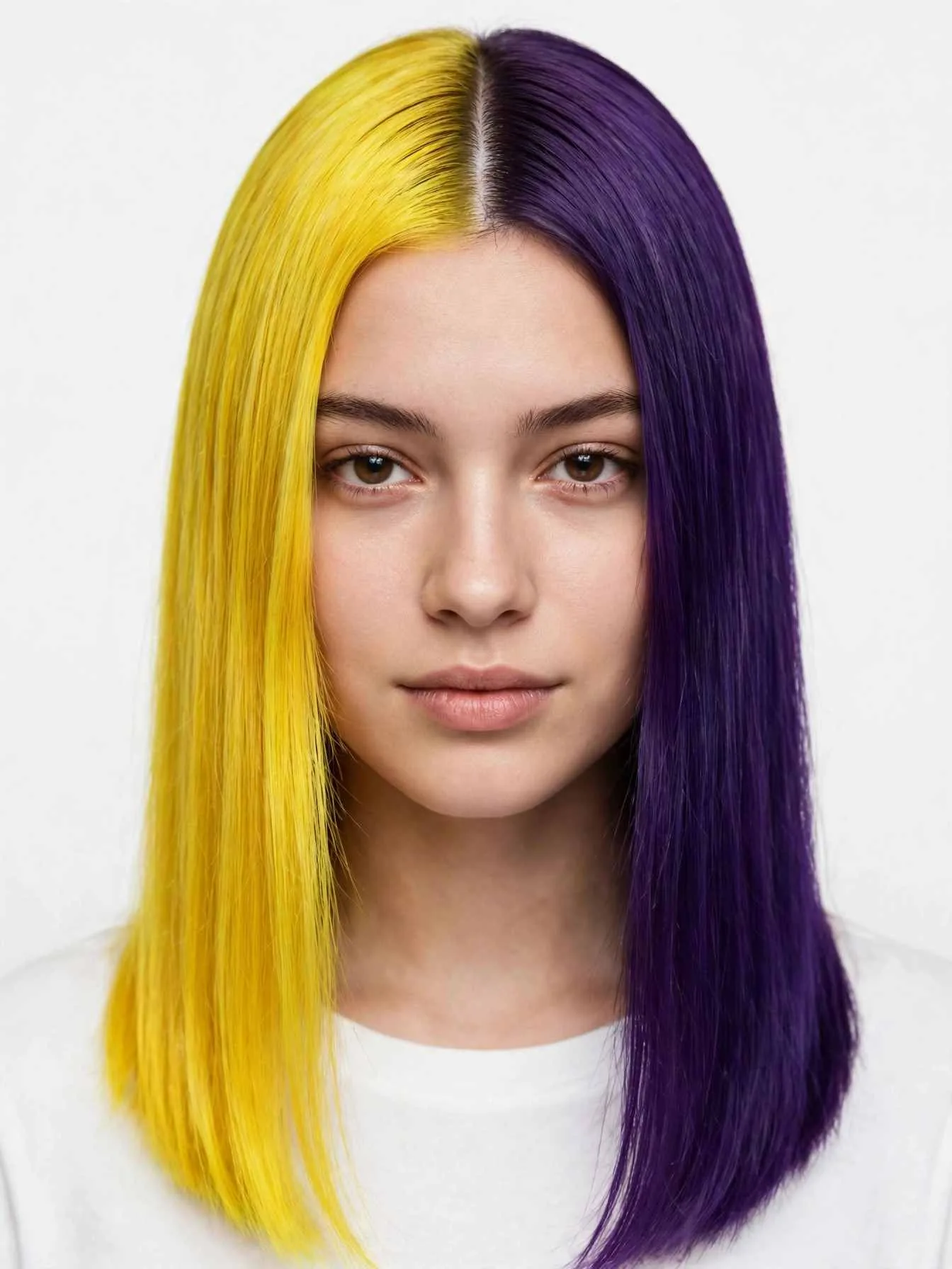Yellow and purple high-contrast split dye