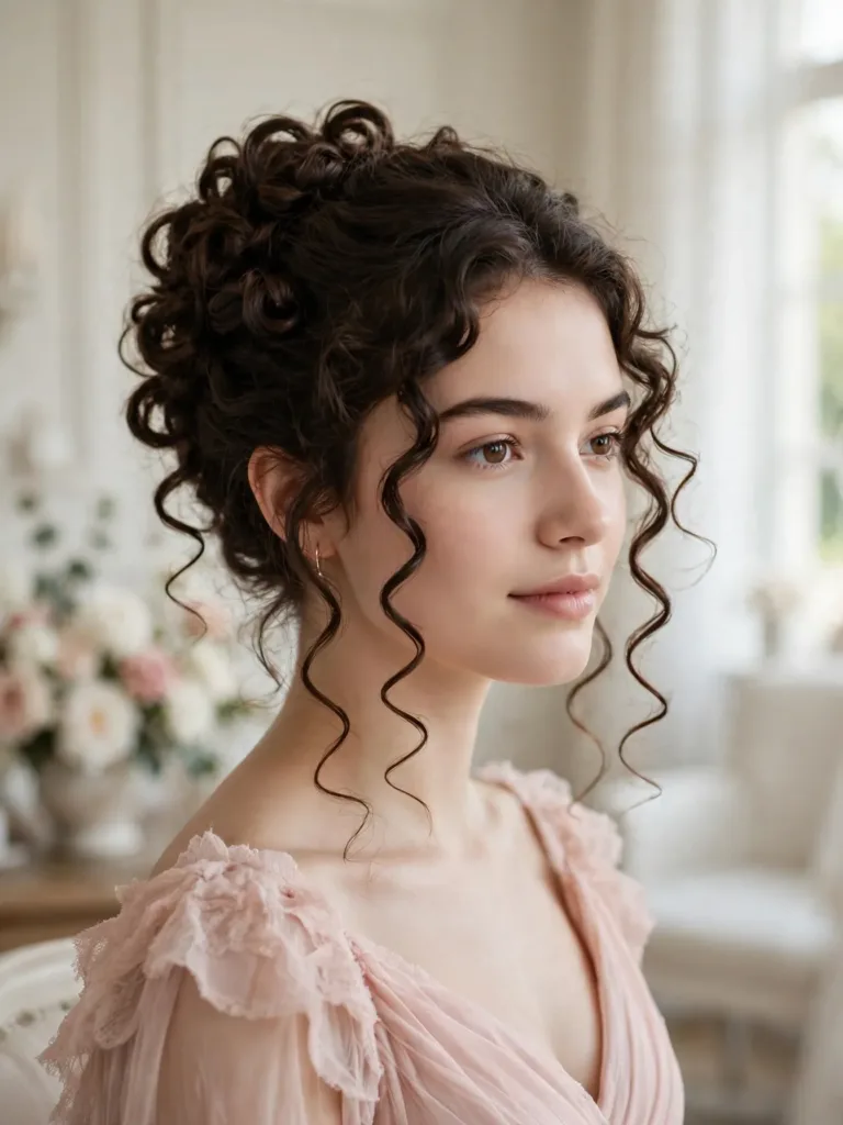 22 Gorgeous Curly Lace Front Wig Hairstyles To Try Now 18 Romantic curly wig updo with two curled tendrils framing the face