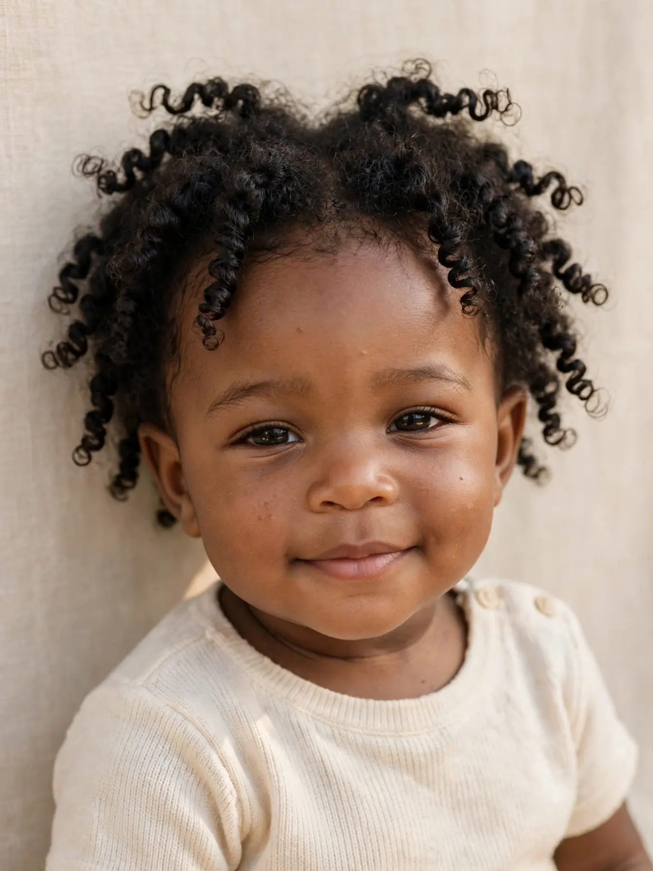 baby girl with defined twist-out curls
