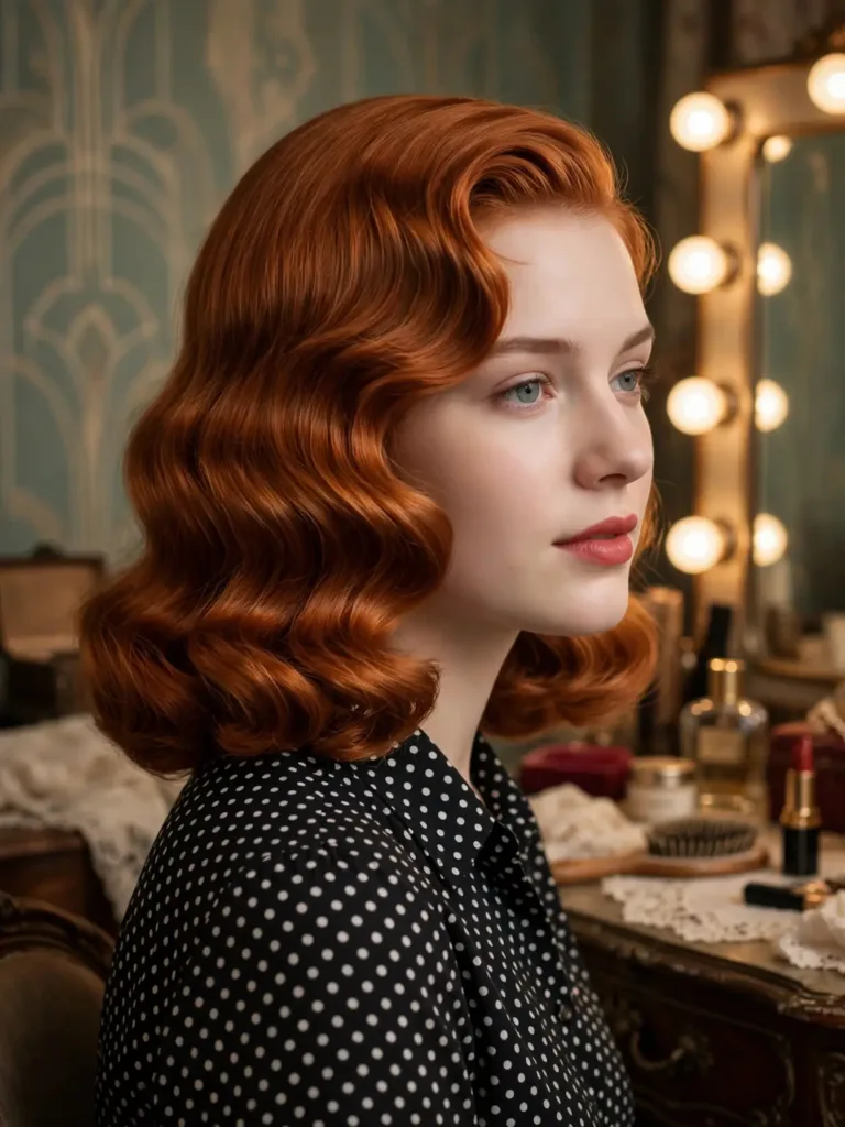 Smooth uniform waves from a vintage pin curl set brushed out softly