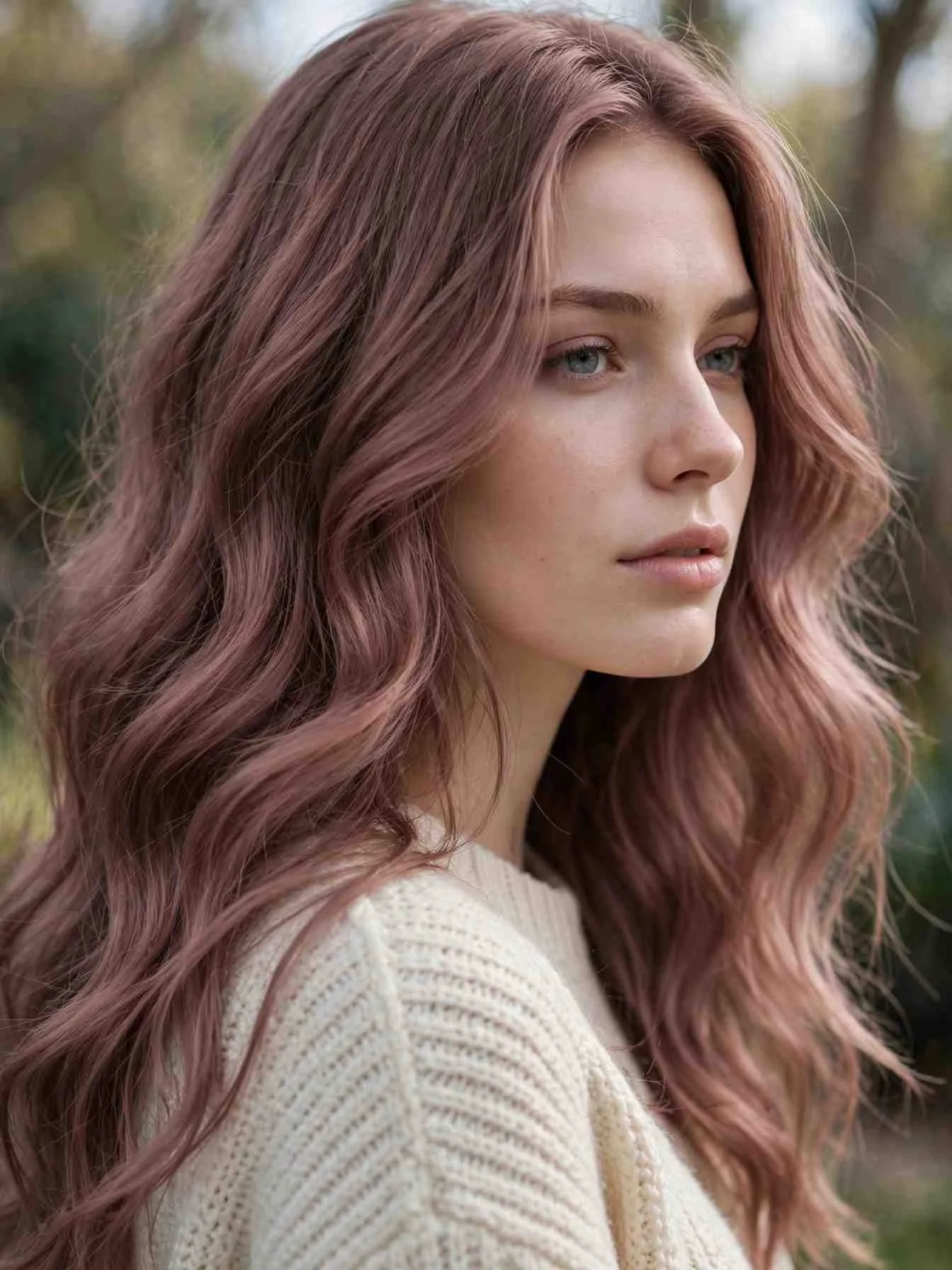 Smoky rose brown with dusty pink brown tones