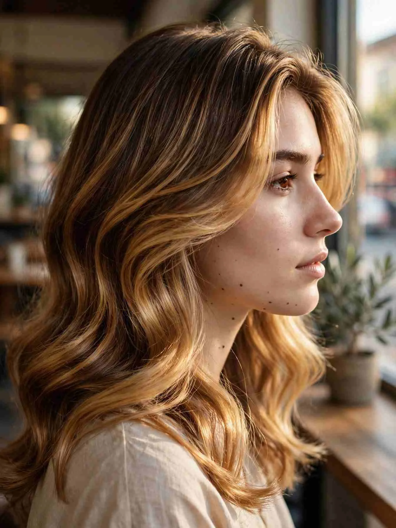 Cool honey glaze with neutral golden shine