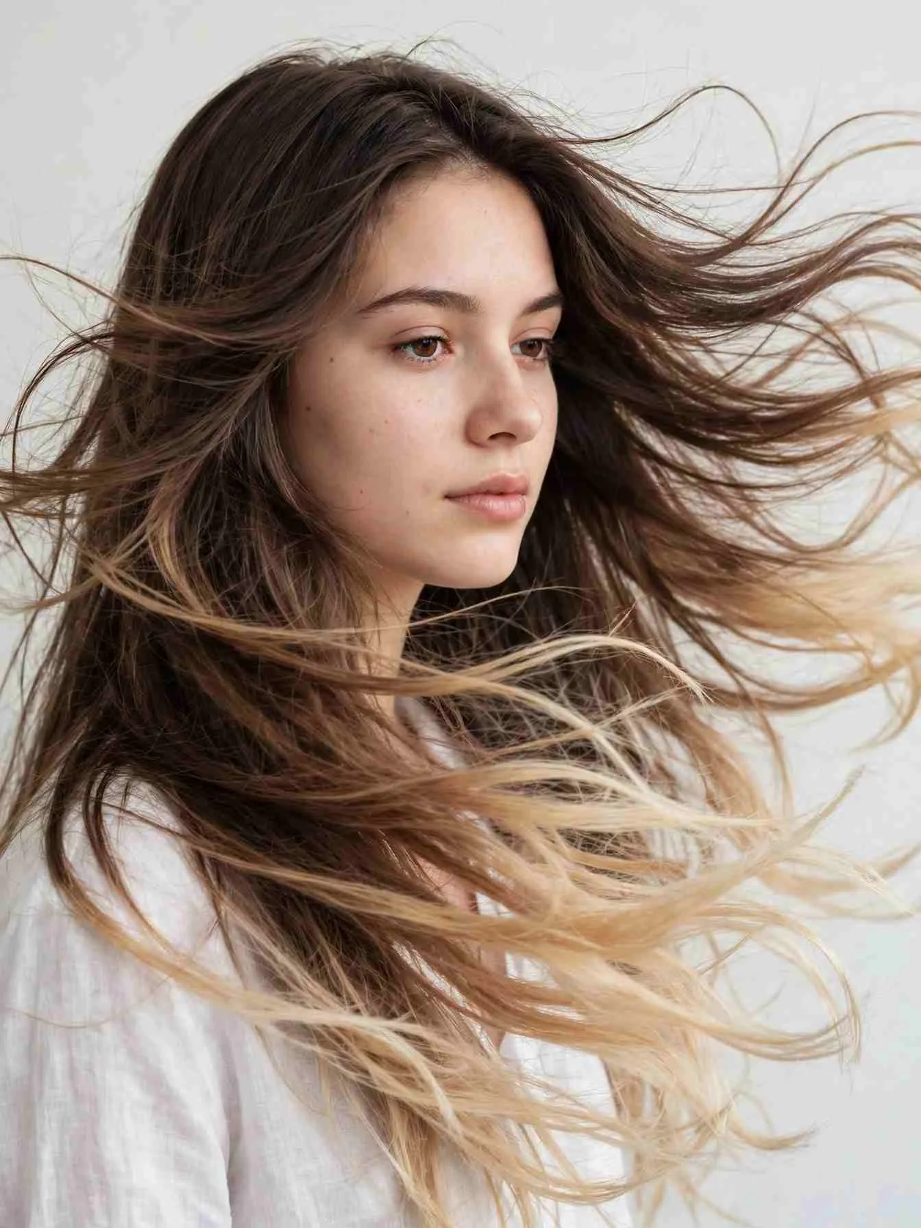 Mocha latte ombre melt from dark roots to light ends