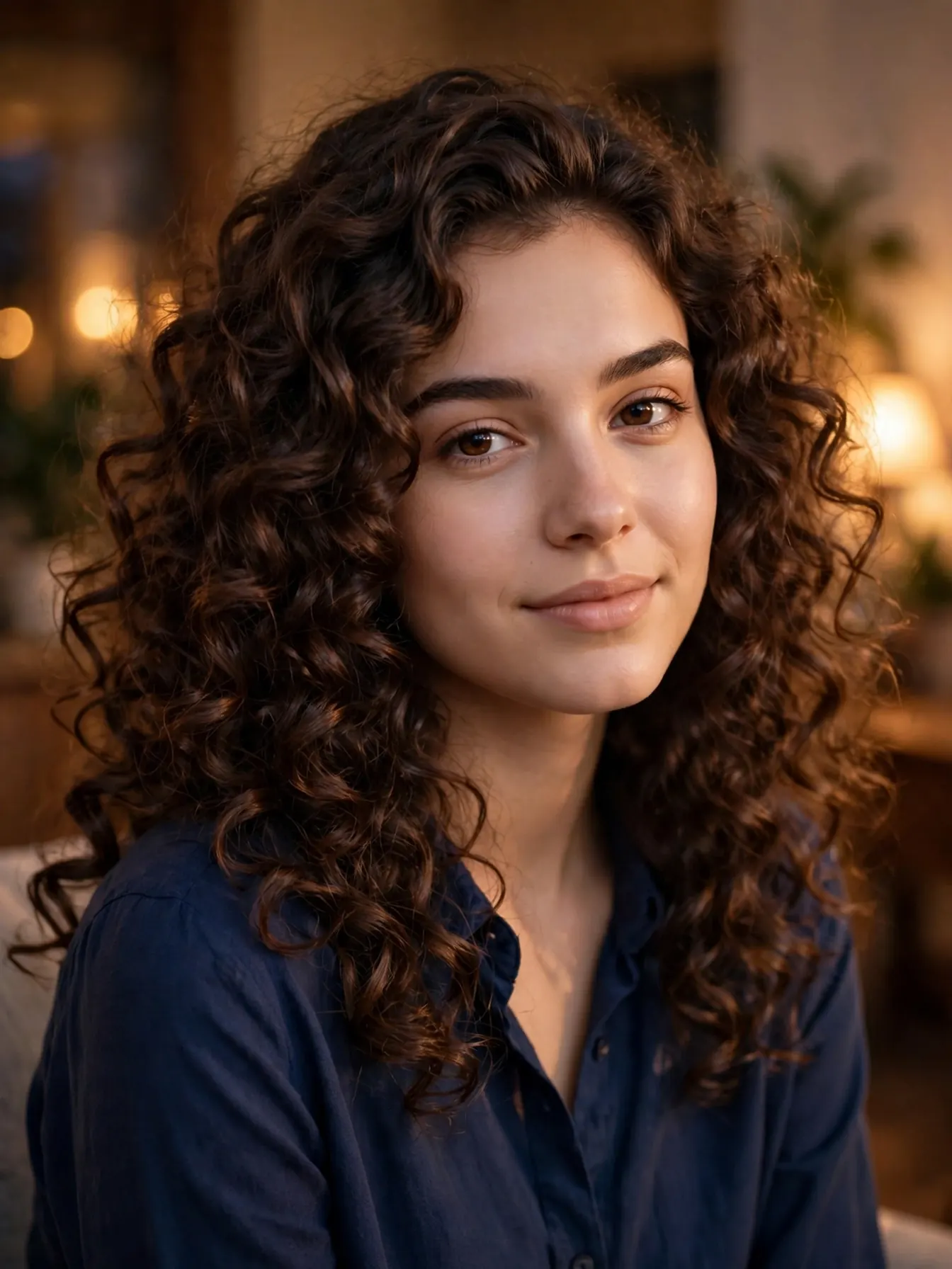 Mocha velvet brown hair color on defined curls